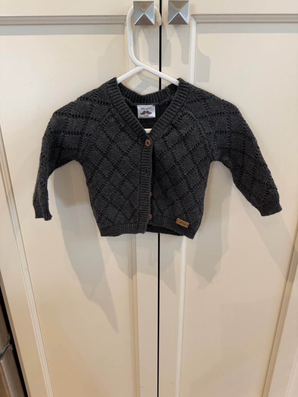 Little gent 3-6m Knit Baby Cardigan Jacket - Charcoal Gray